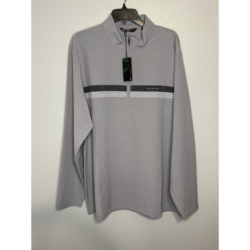 TravisMathew Sit and Sip Quarter‎ Zip Golf Pullover in Heather Medium Grey XXL